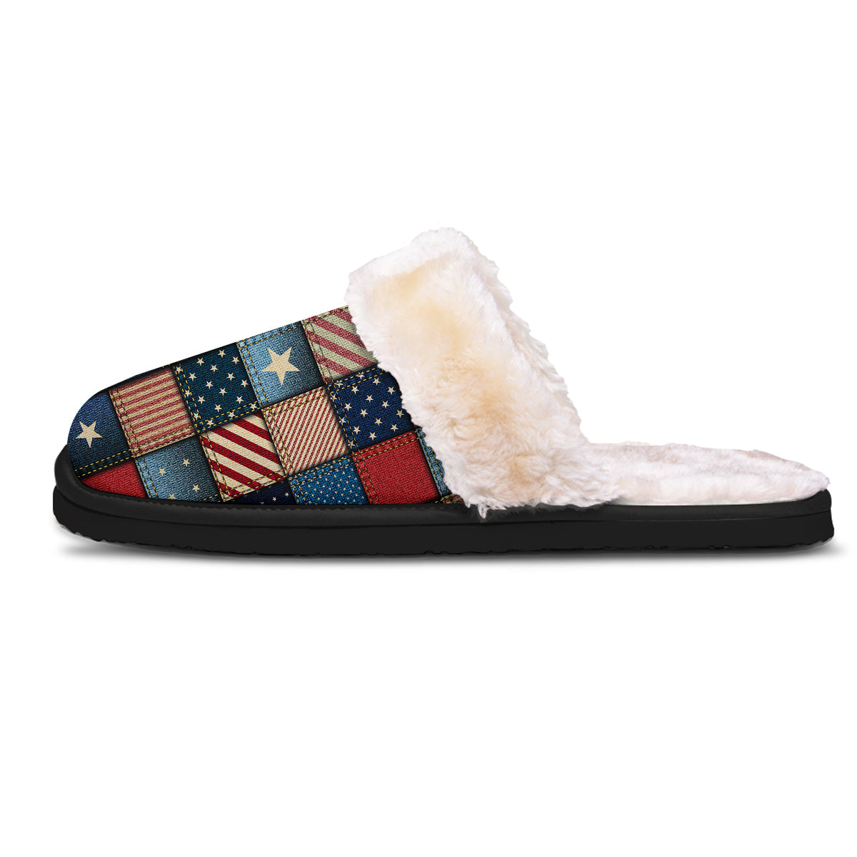 Patchwork Denim American Print Pattern Slippers-grizzshop