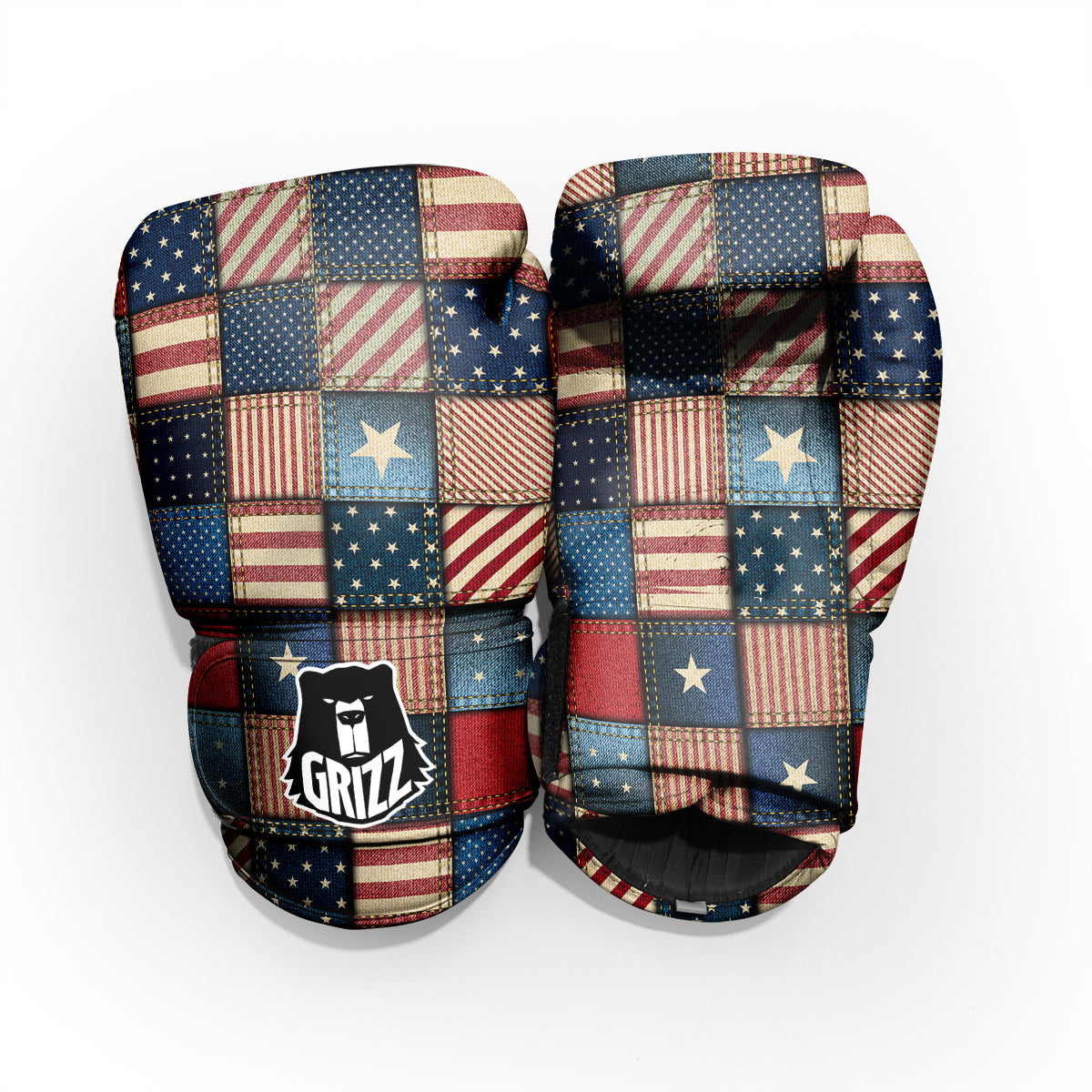 Patchwork Denim American Print Pattern Pro Boxing Glove
