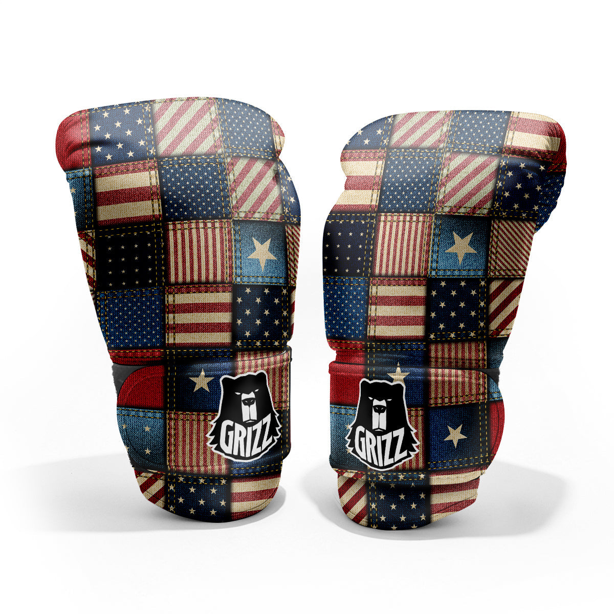 Patchwork Denim American Print Pattern Pro Boxing Glove
