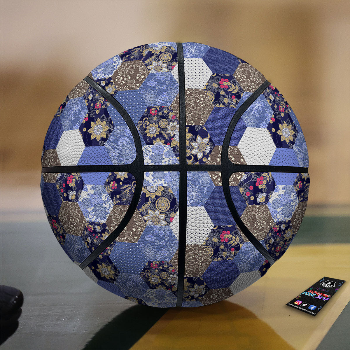 Patchwork Denim And Plaid Print Pattern Basketball-grizzshop