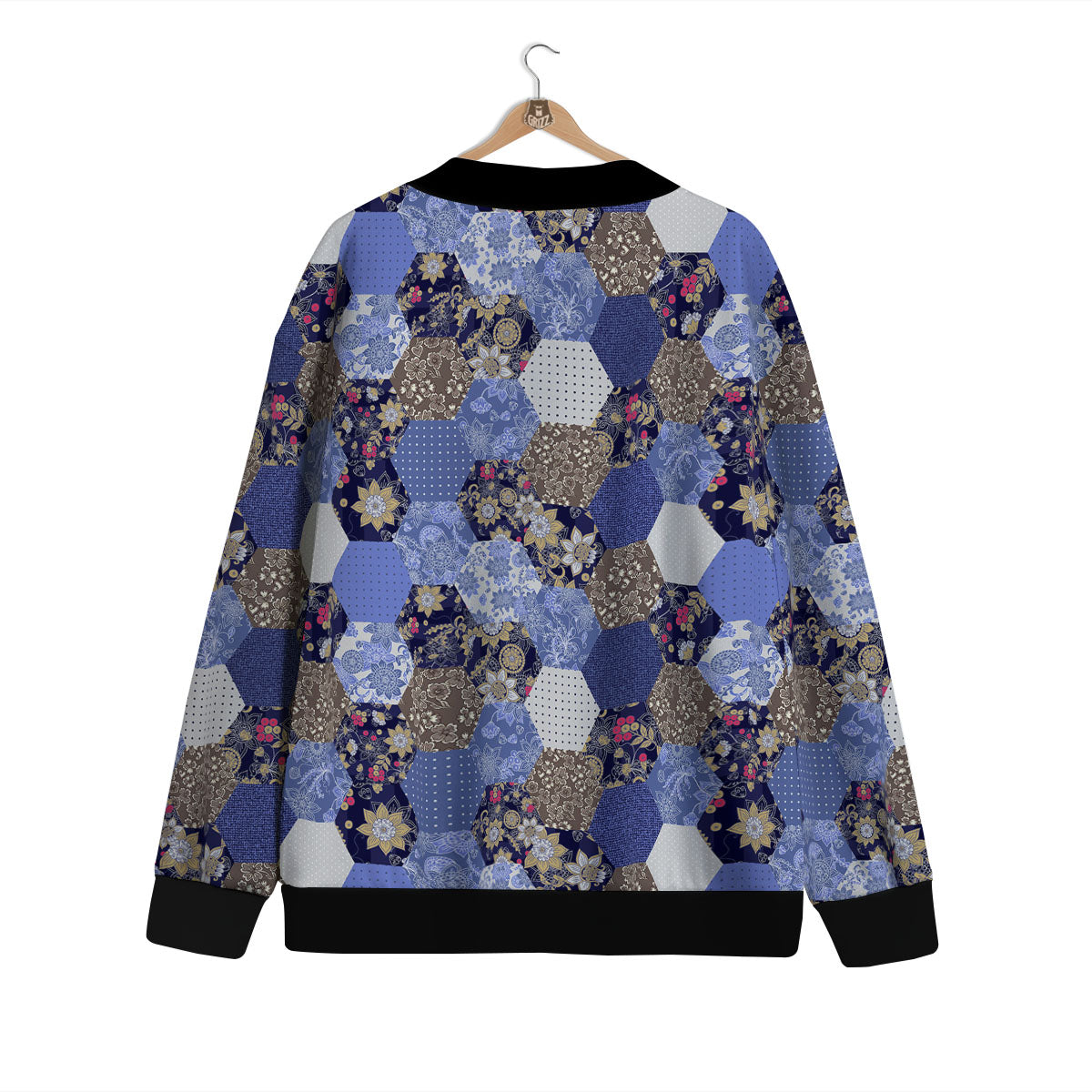 Patchwork Denim And Plaid Print Pattern Cardigan-grizzshop