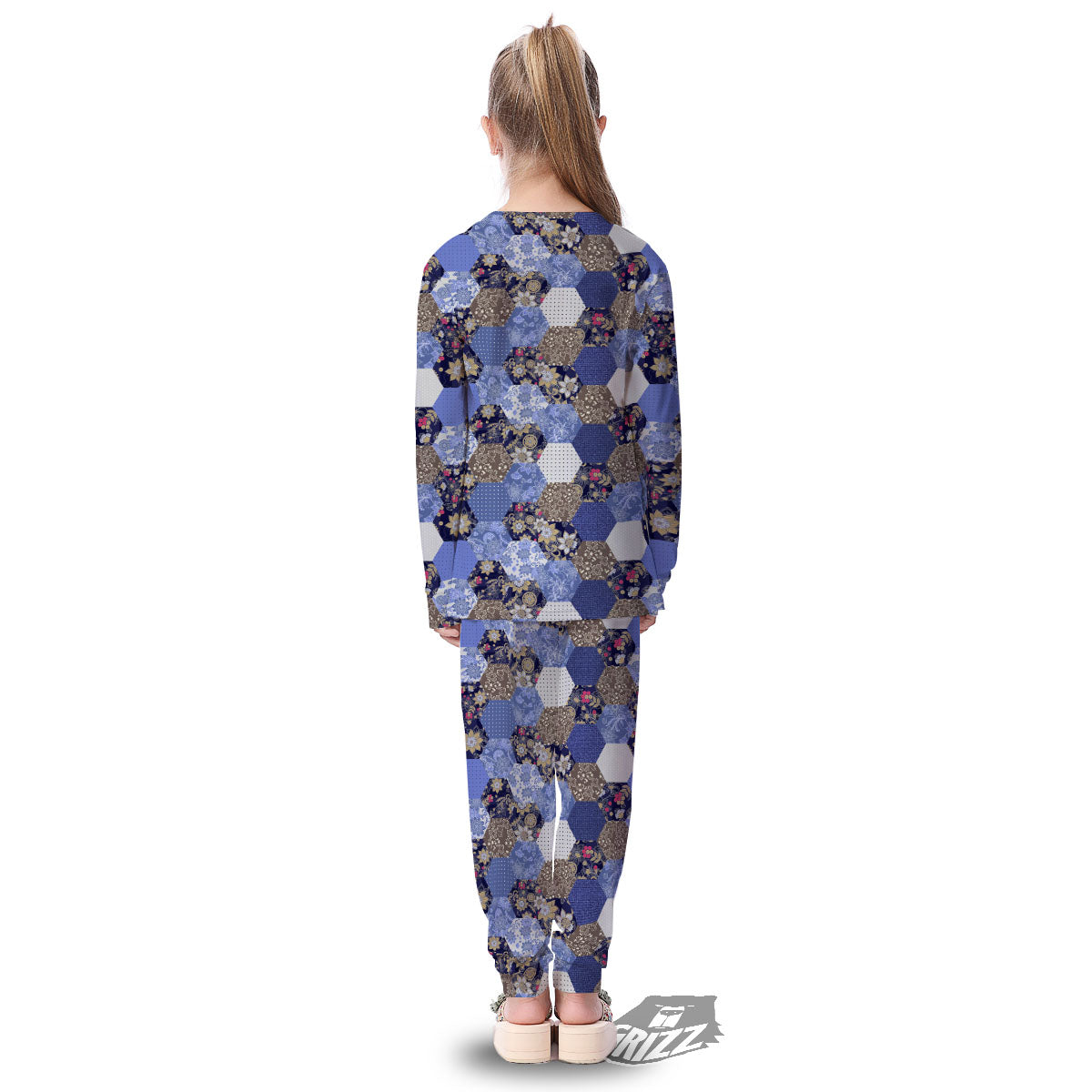 Patchwork Denim And Plaid Print Pattern Kid's Pajamas-grizzshop