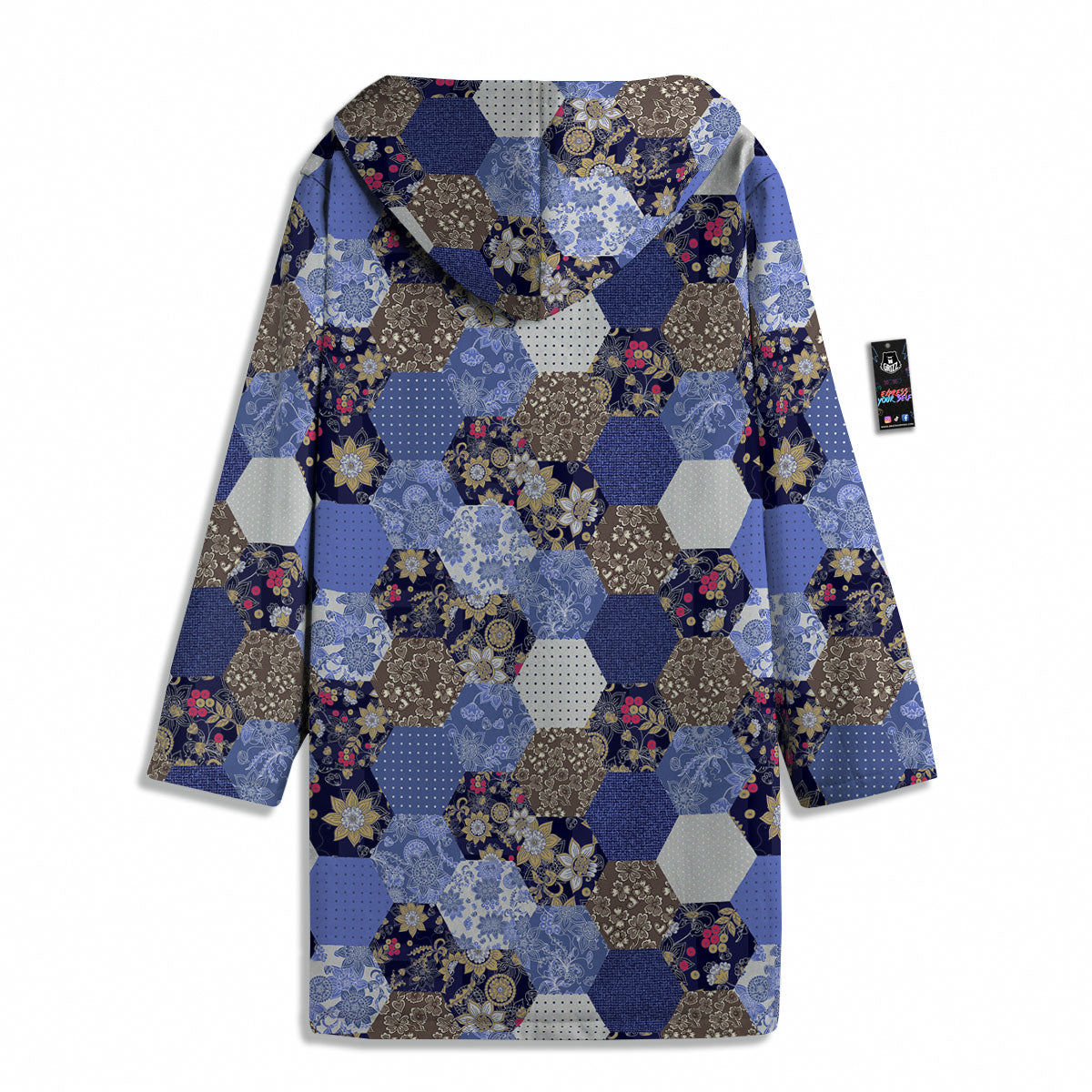 Patchwork Denim And Plaid Print Pattern Men's Windbreaker Jacket-grizzshop