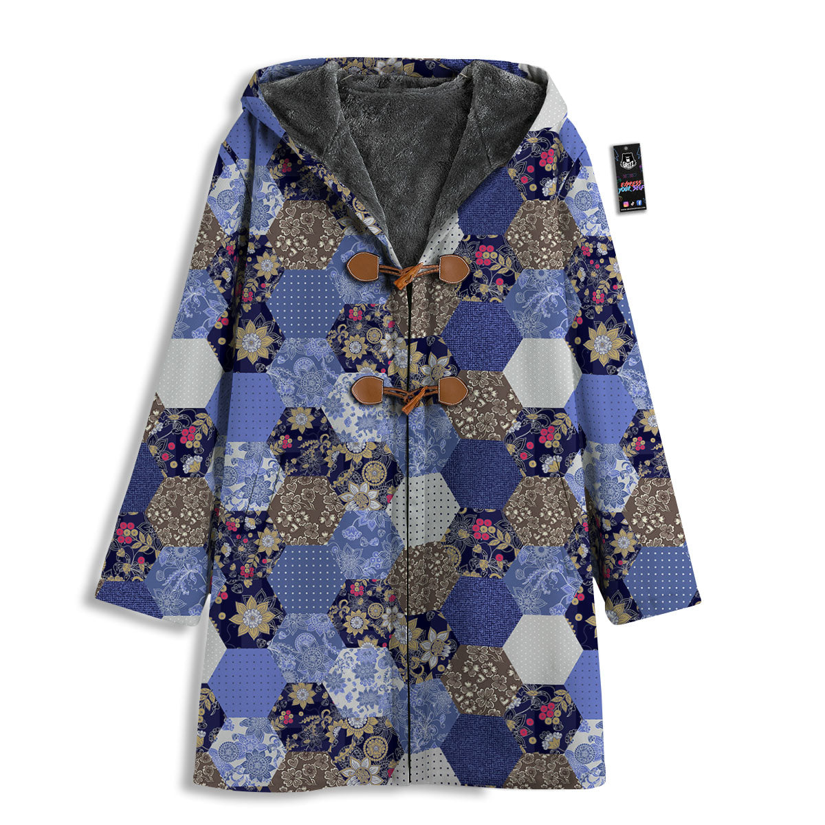 Patchwork Denim And Plaid Print Pattern Men's Windbreaker Jacket-grizzshop