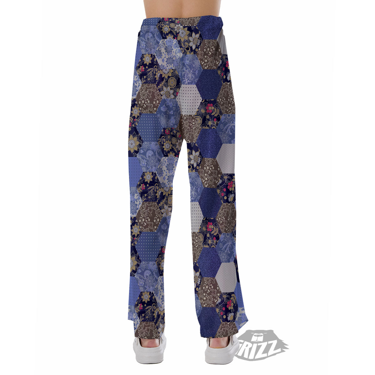 Patchwork Denim And Plaid Print Pattern Pajama Pants-grizzshop