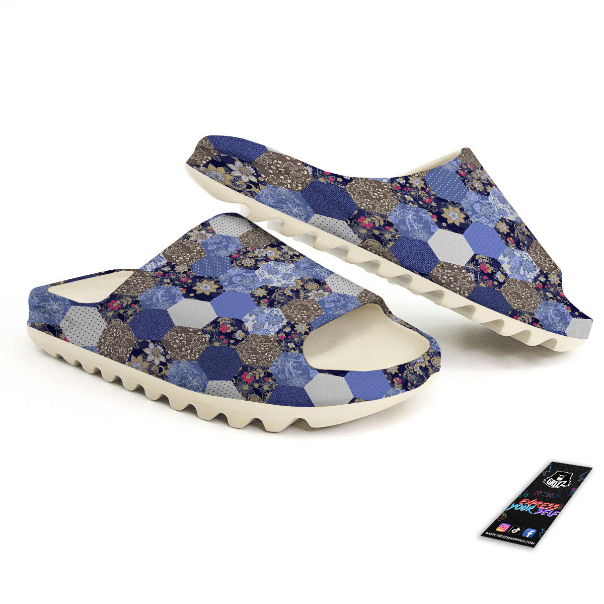 Patchwork Denim And Plaid Print Pattern Sandals-grizzshop