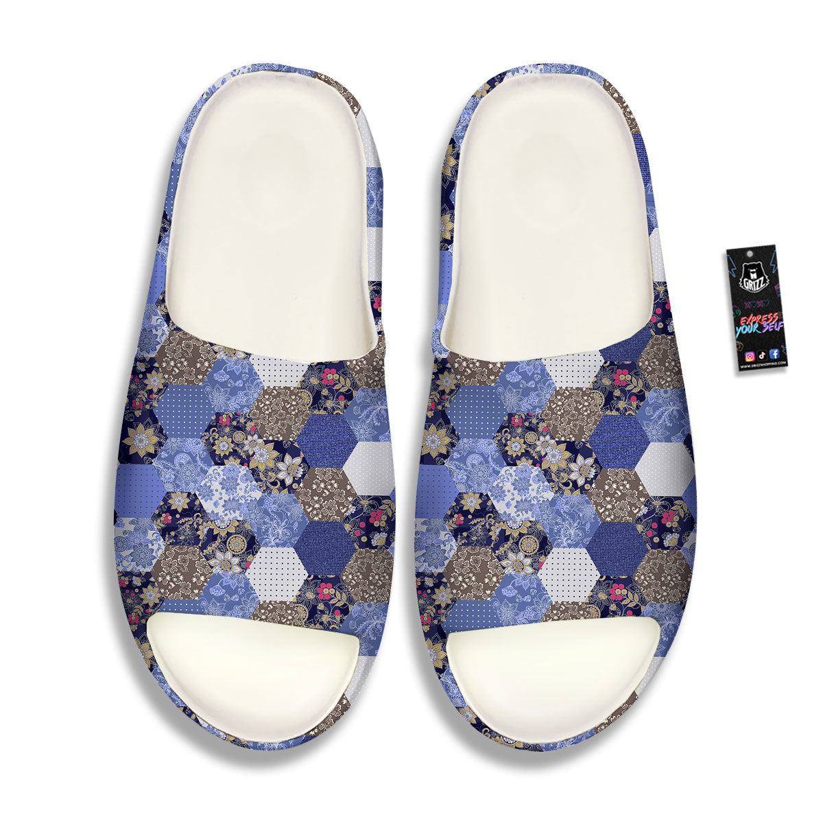 Patchwork Denim And Plaid Print Pattern Sandals-grizzshop