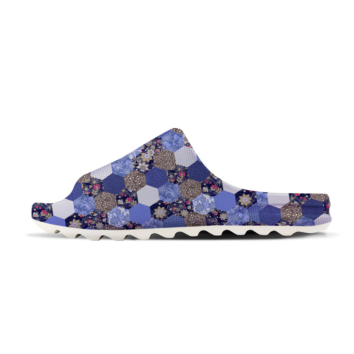 Patchwork Denim And Plaid Print Pattern Sandals-grizzshop
