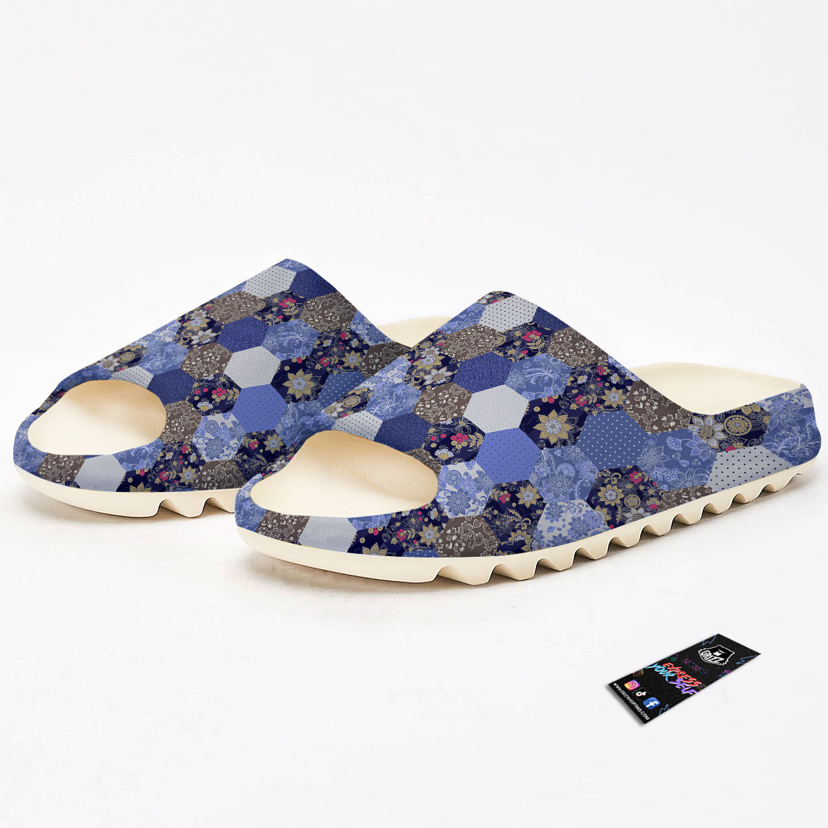 Patchwork Denim And Plaid Print Pattern Sandals-grizzshop