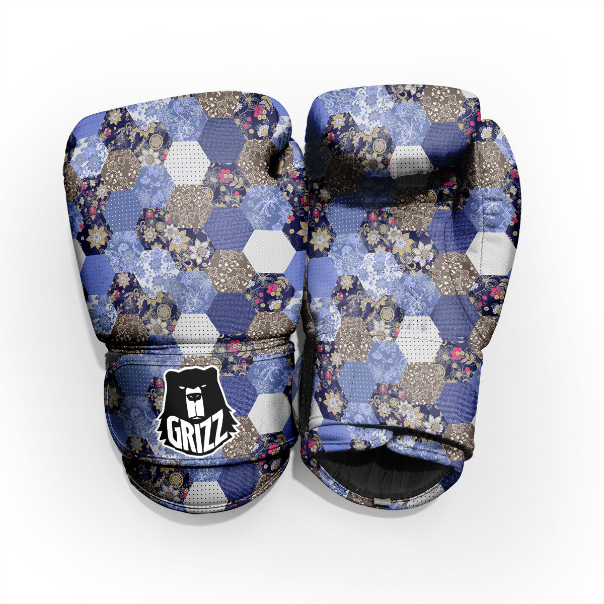 Patchwork Denim And Plaid Print Pattern Pro Boxing Glove