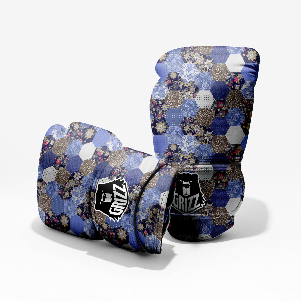 Patchwork Denim And Plaid Print Pattern Pro Boxing Glove
