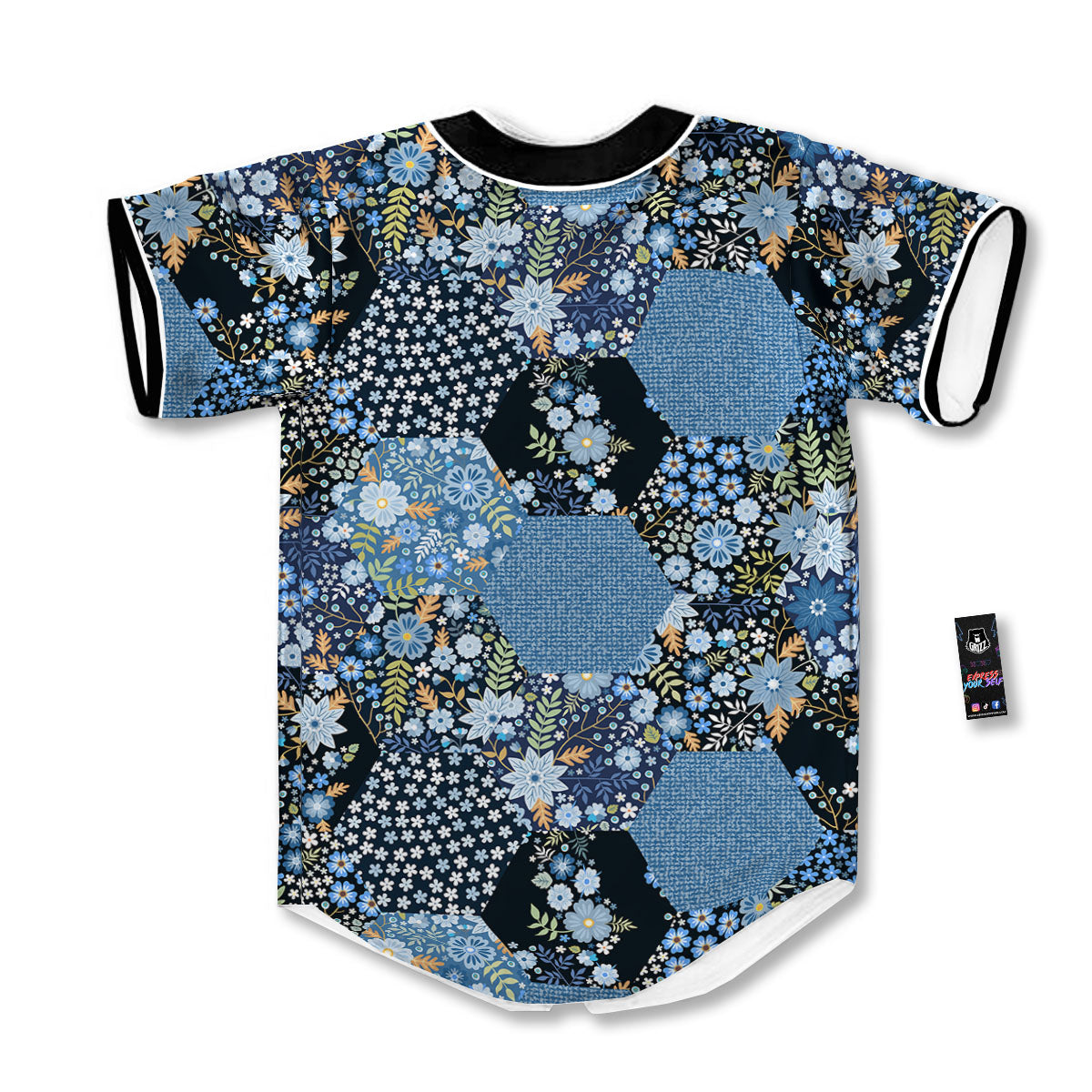 Patchwork Ethnic Floral Print Pattern Baseball Jersey-grizzshop