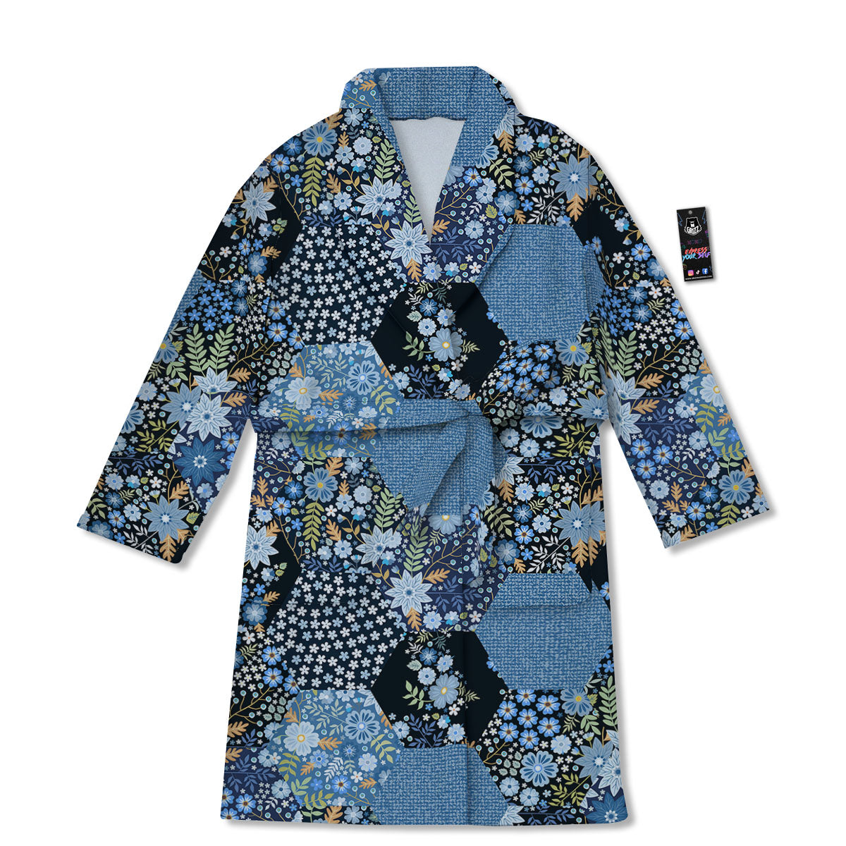 Patchwork Ethnic Floral Print Pattern Bathrobe