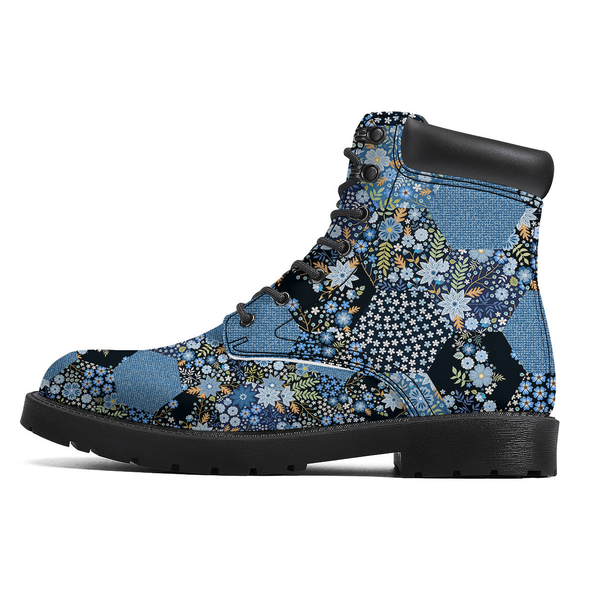 Patchwork Ethnic Floral Print Pattern Boots-grizzshop