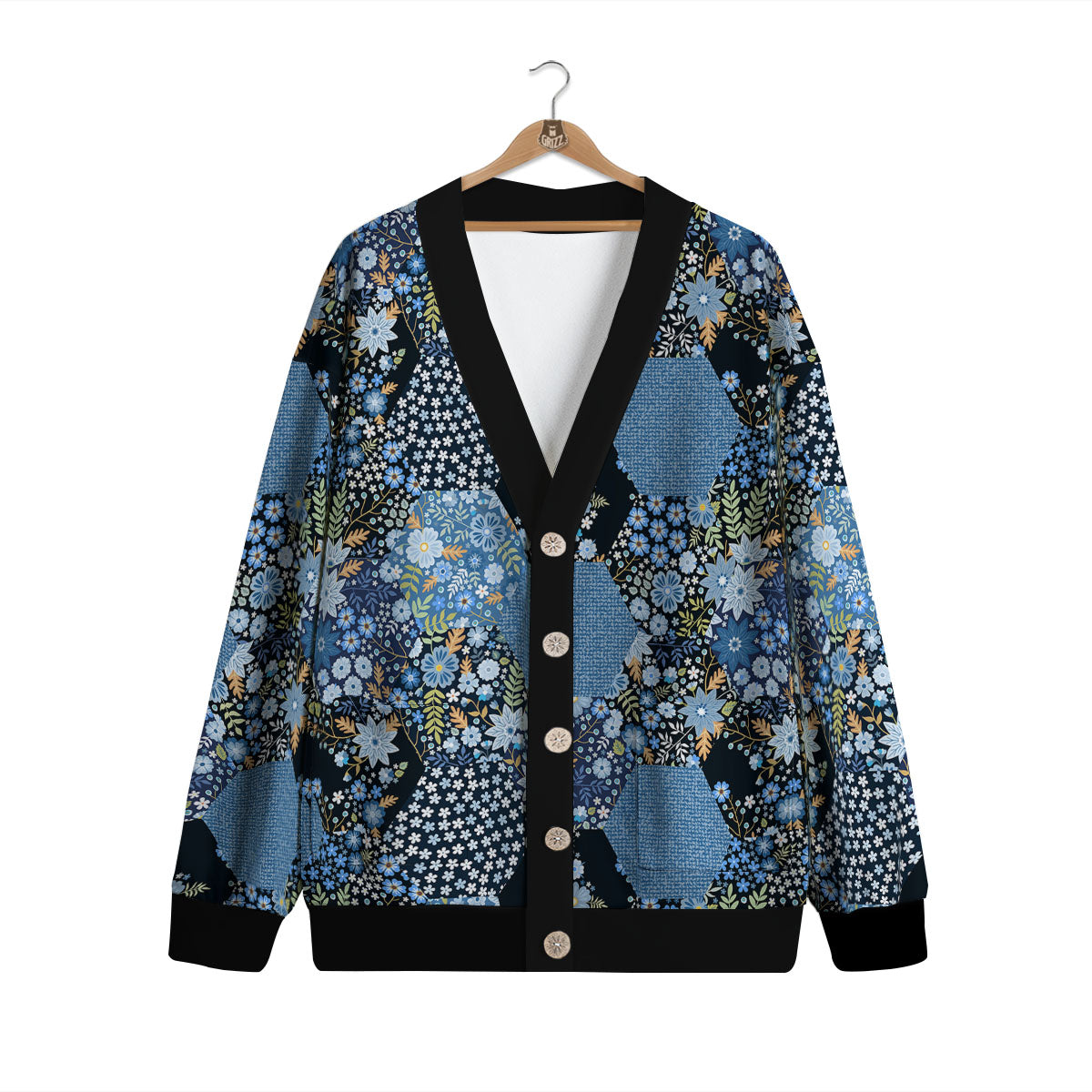 Patchwork Ethnic Floral Print Pattern Cardigan-grizzshop