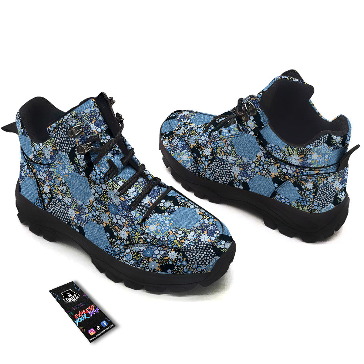 Patchwork Ethnic Floral Print Pattern Hiking Shoes-grizzshop