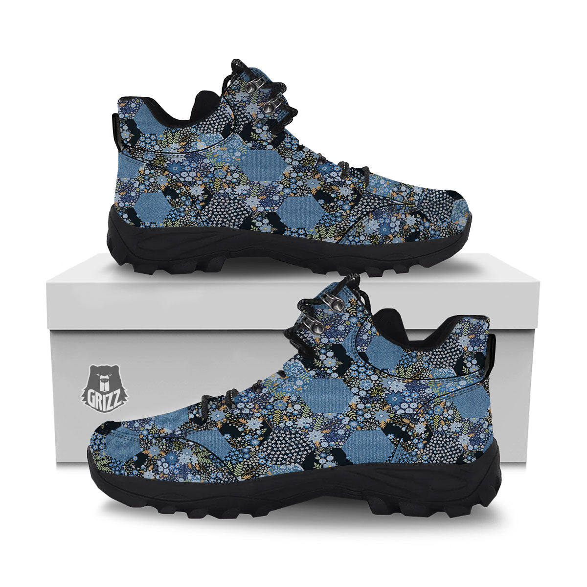 Patchwork Ethnic Floral Print Pattern Hiking Shoes-grizzshop
