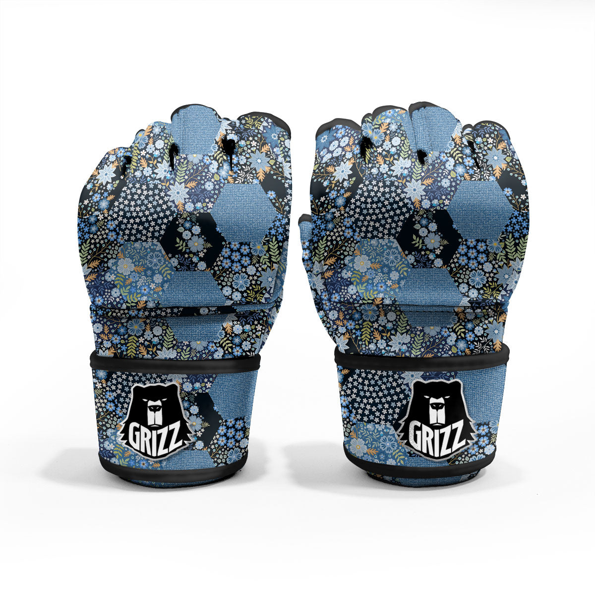 Patchwork Ethnic Floral Print Pattern MMA Gloves-grizzshop