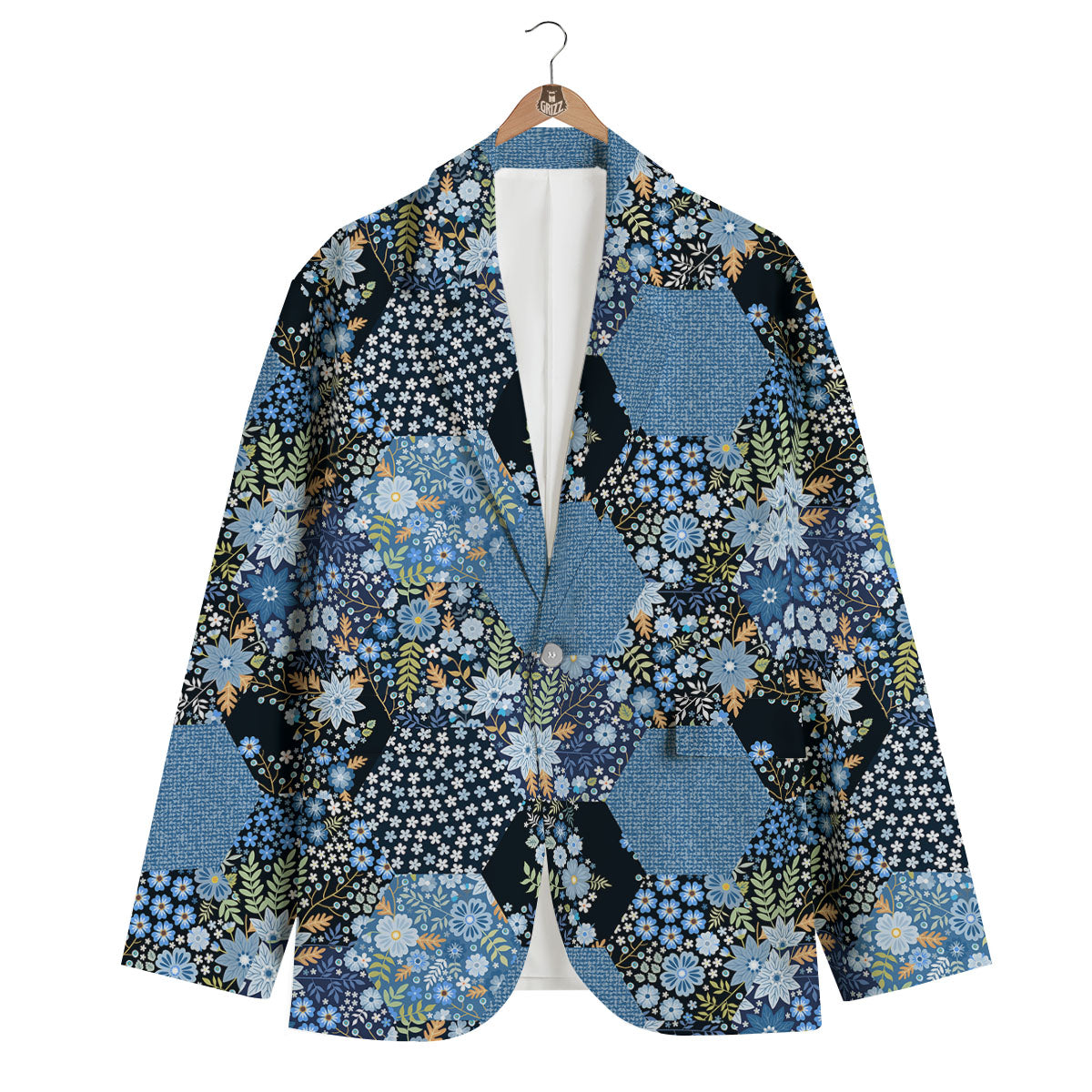 Patchwork Ethnic Floral Print Pattern Men's Blazer-grizzshop
