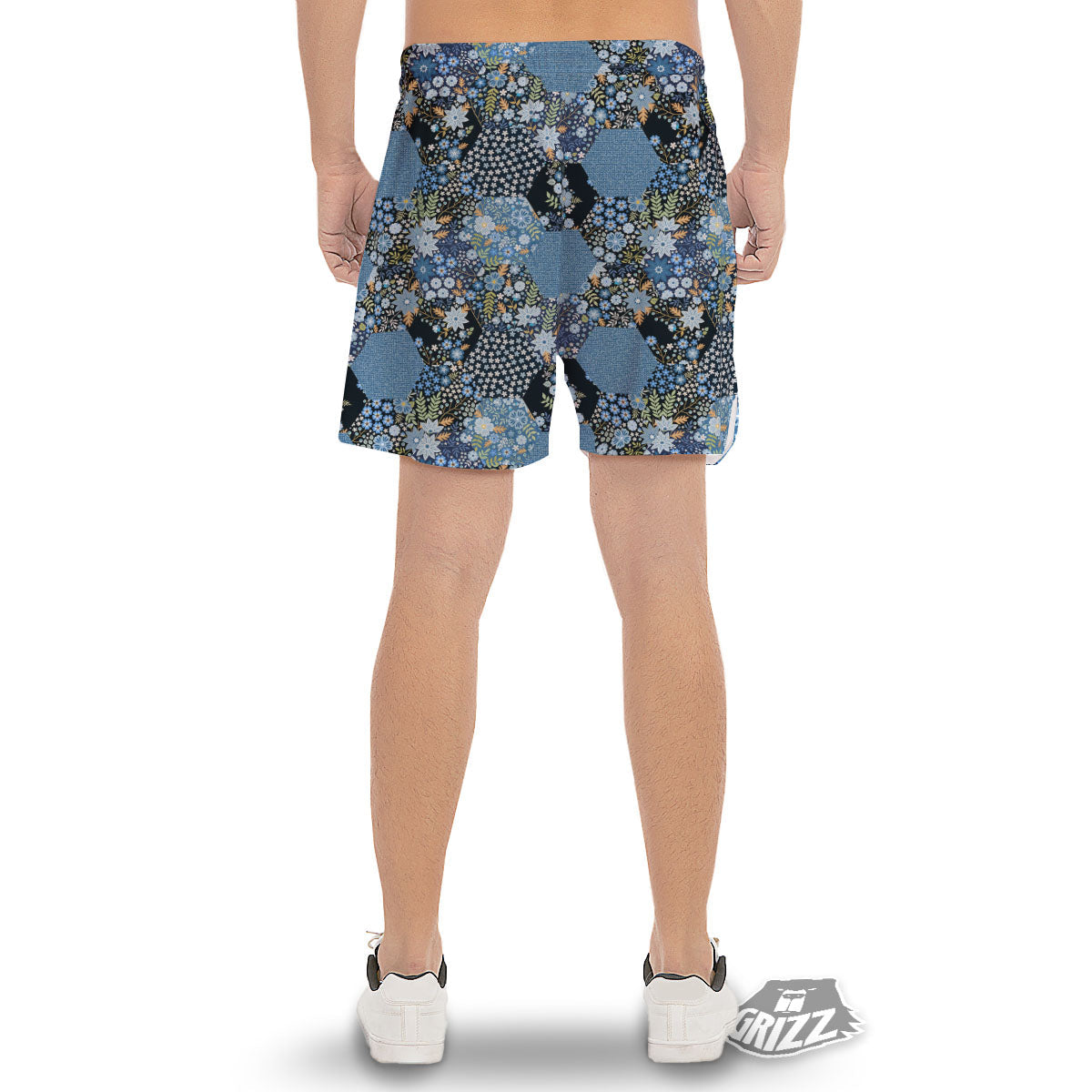 Patchwork Ethnic Floral Print Pattern Men's Gym Shorts-grizzshop