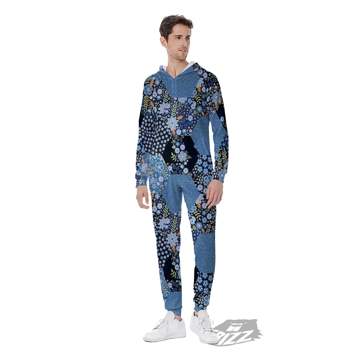 Patchwork Ethnic Floral Print Pattern Men's Jumpsuit-grizzshop