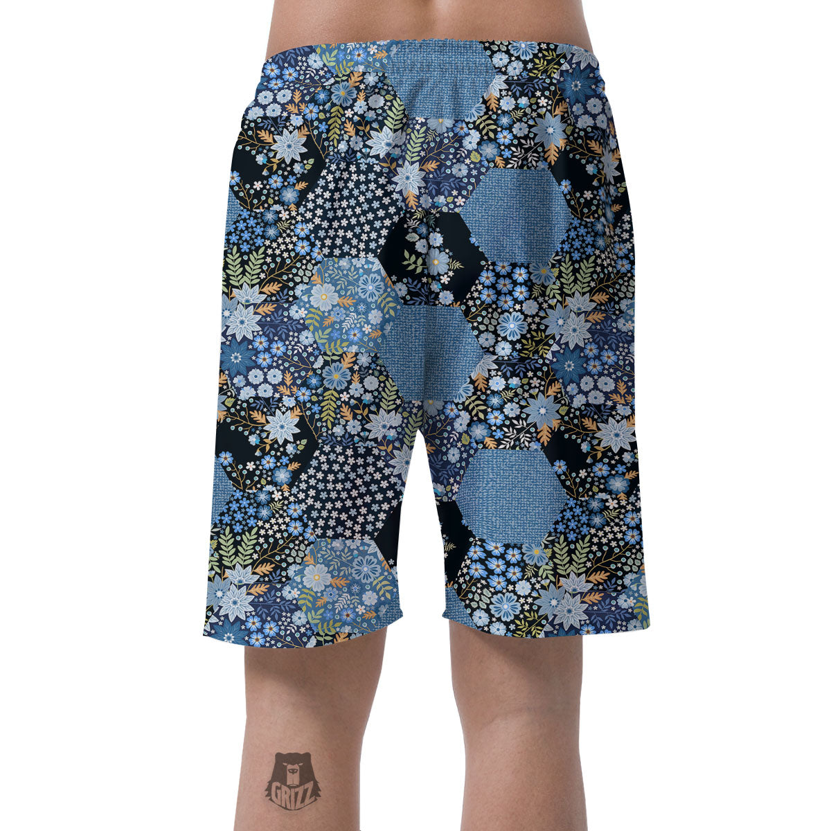 Patchwork Ethnic Floral Print Pattern Men's Shorts-grizzshop