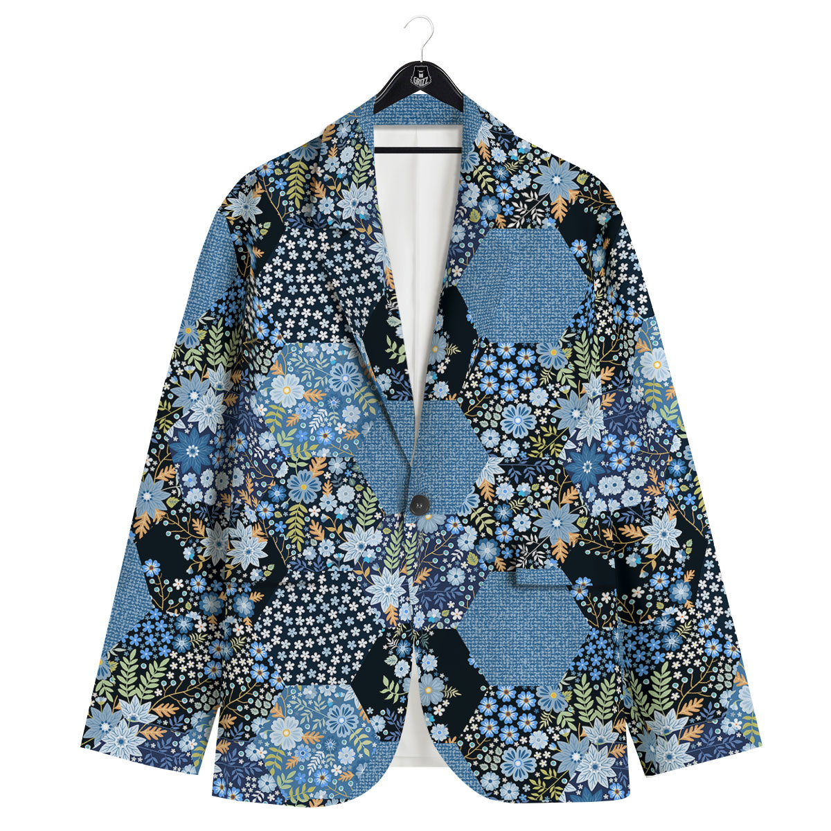 Patchwork Ethnic Floral Print Pattern Men's Sport Coat-grizzshop