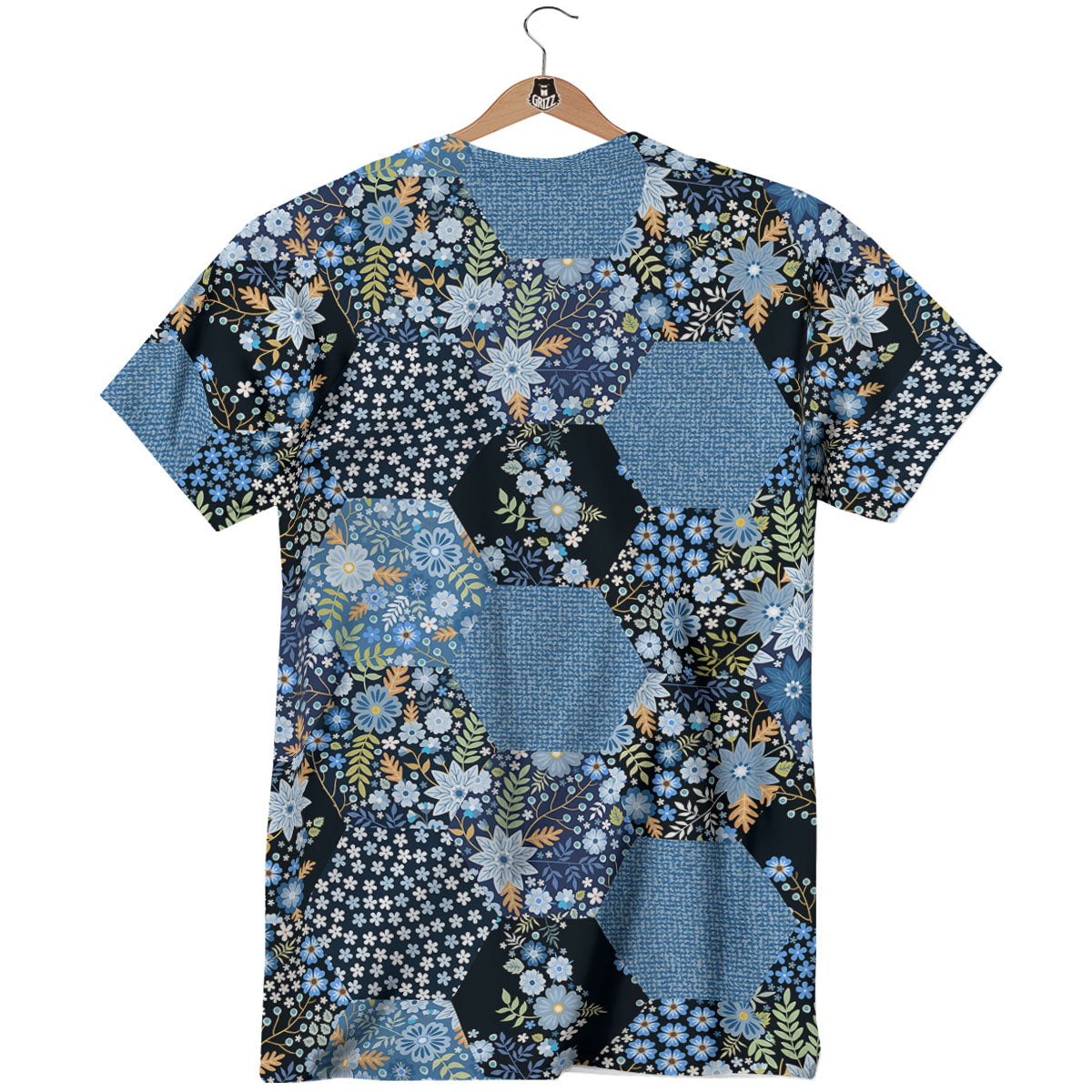 Patchwork Ethnic Floral Print Pattern T-Shirt-grizzshop