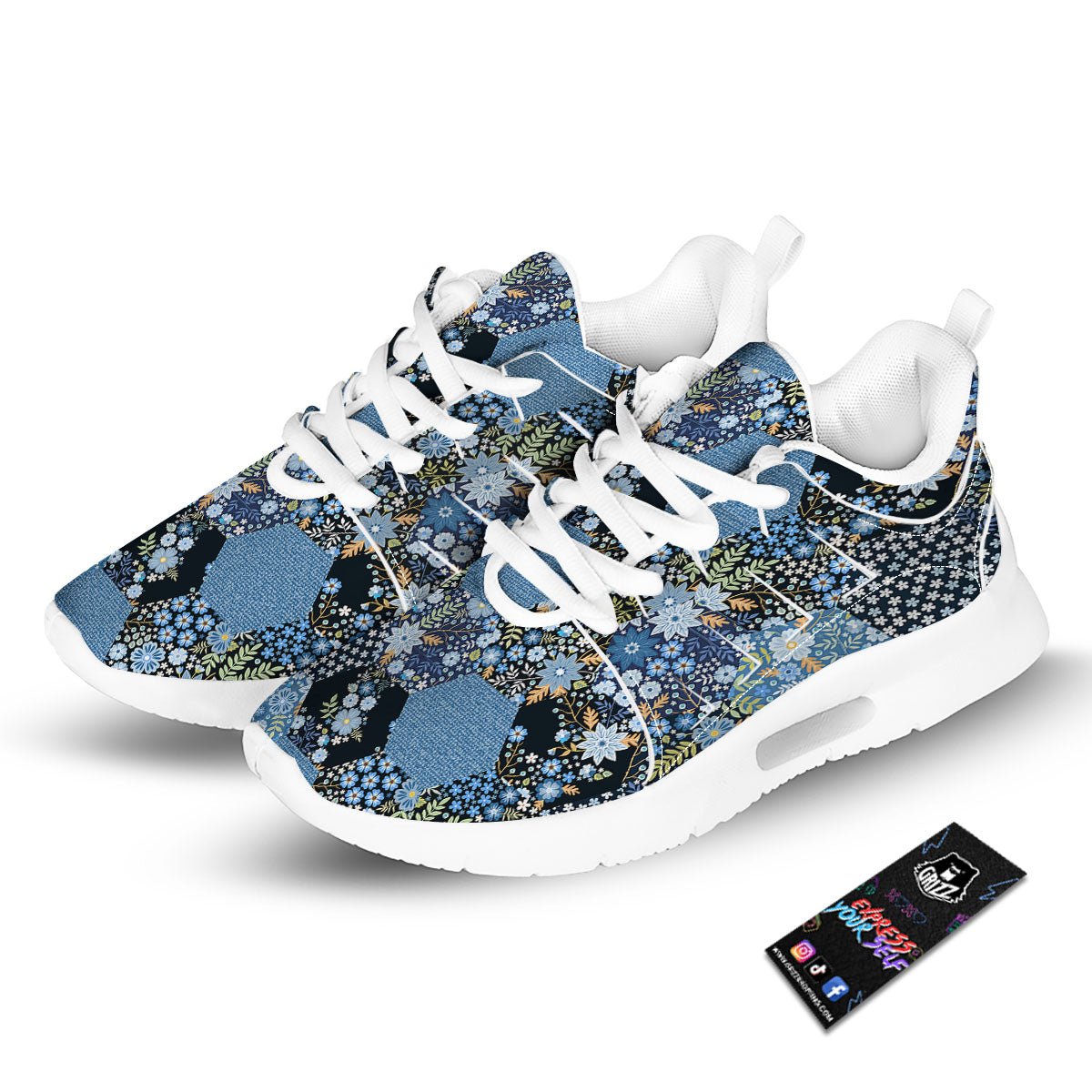 Patchwork Ethnic Floral Print Pattern Tennis Shoes-grizzshop