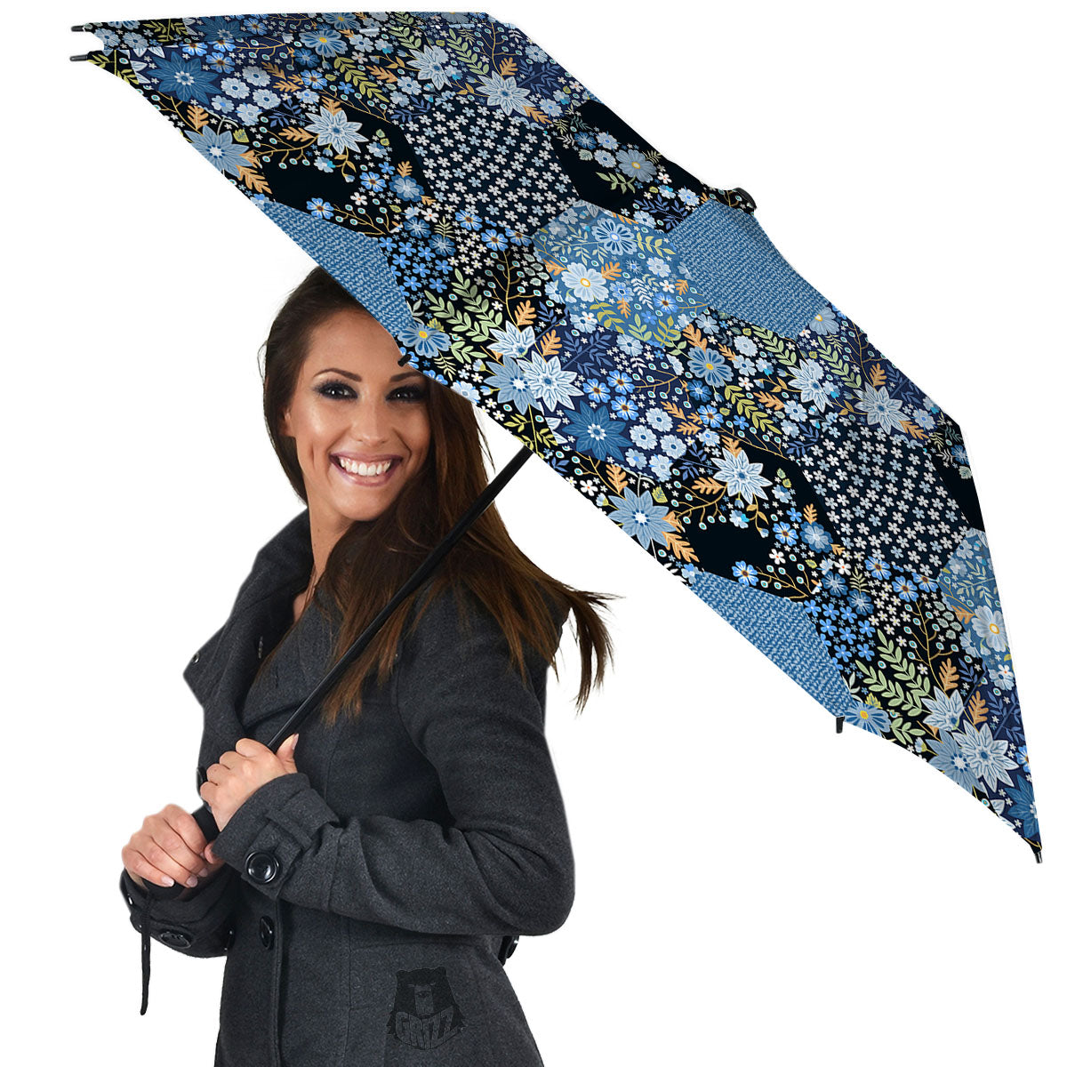 Patchwork Ethnic Floral Print Pattern Umbrella-grizzshop