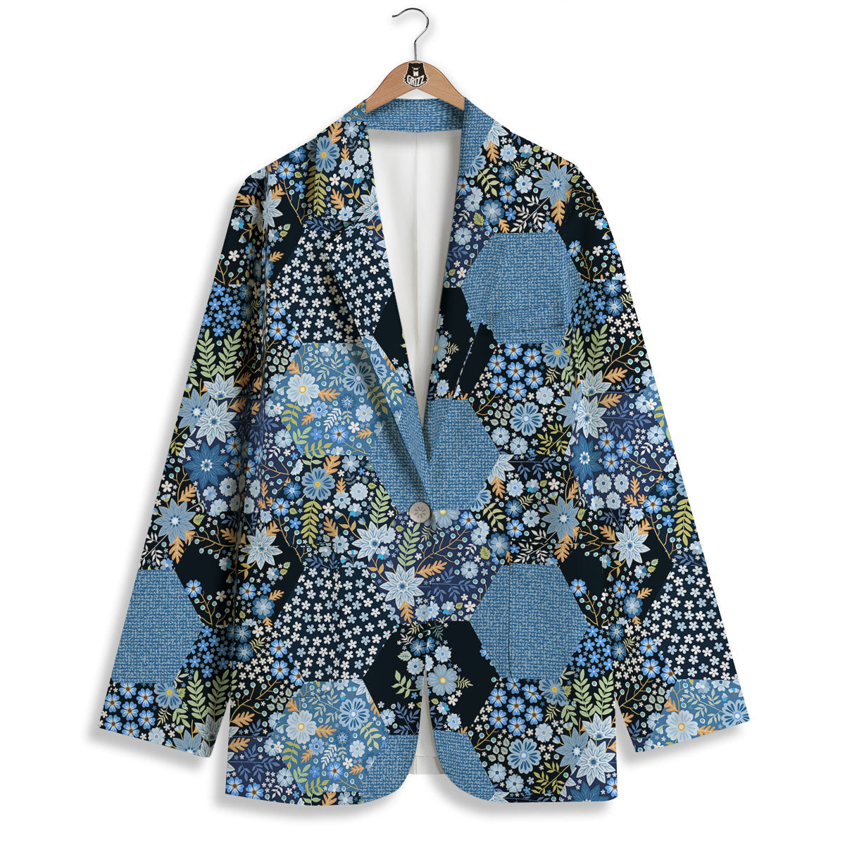 Patchwork Ethnic Floral Print Pattern Women's Blazer-grizzshop