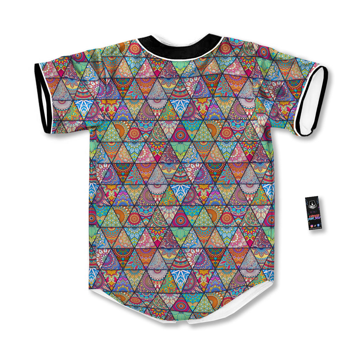 Patchwork Ethnic Mandala Print Pattern Baseball Jersey-grizzshop