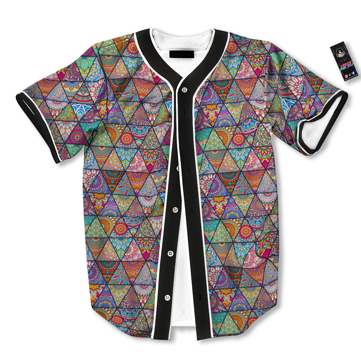 Patchwork Ethnic Mandala Print Pattern Baseball Jersey-grizzshop