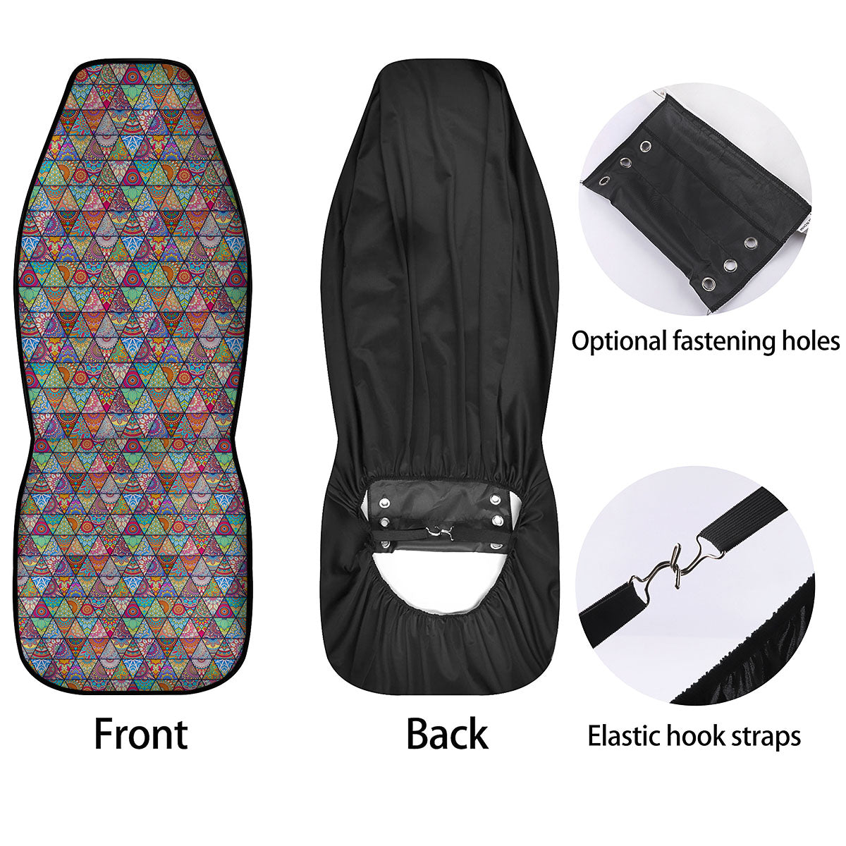 Patchwork Ethnic Mandala Print Pattern Car Seat Covers-grizzshop