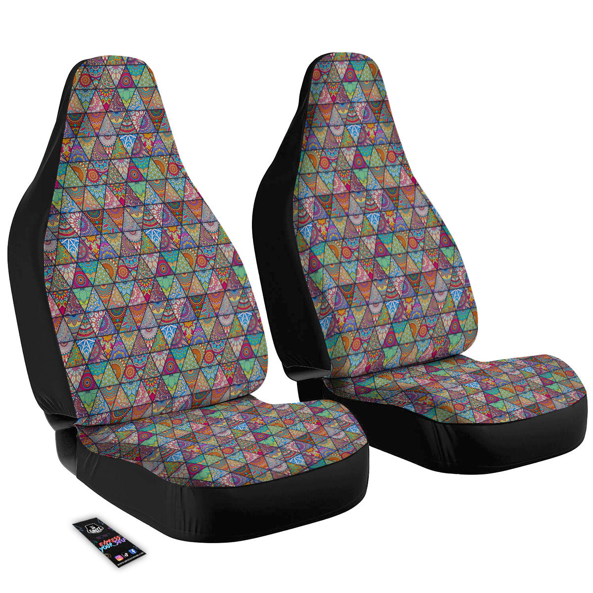 Patchwork Ethnic Mandala Print Pattern Car Seat Covers-grizzshop