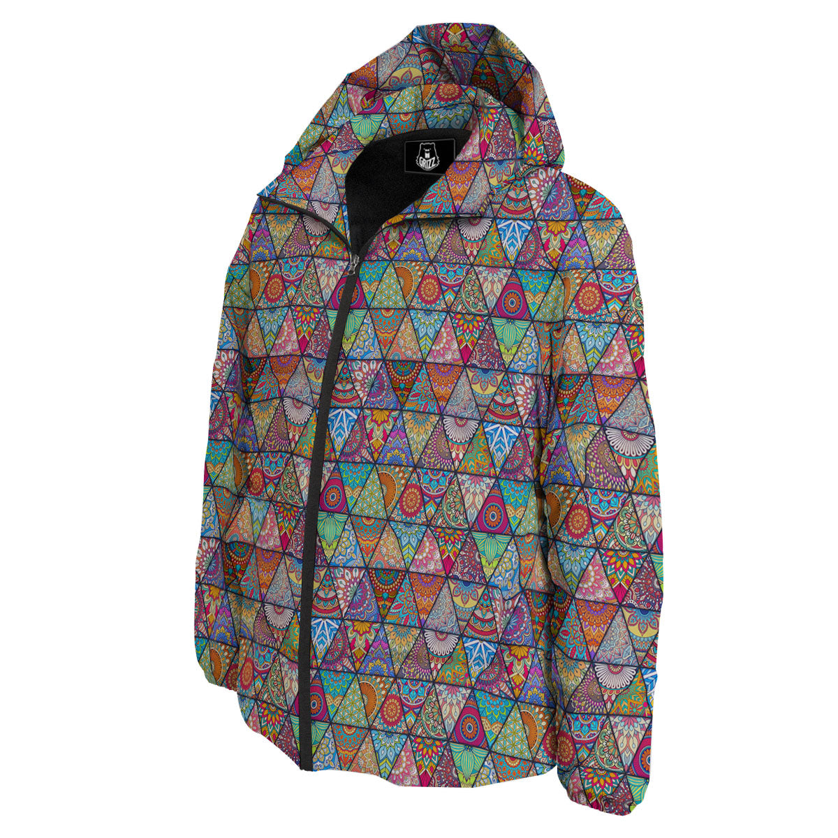 Patchwork Ethnic Mandala Print Pattern Down Jacket-grizzshop