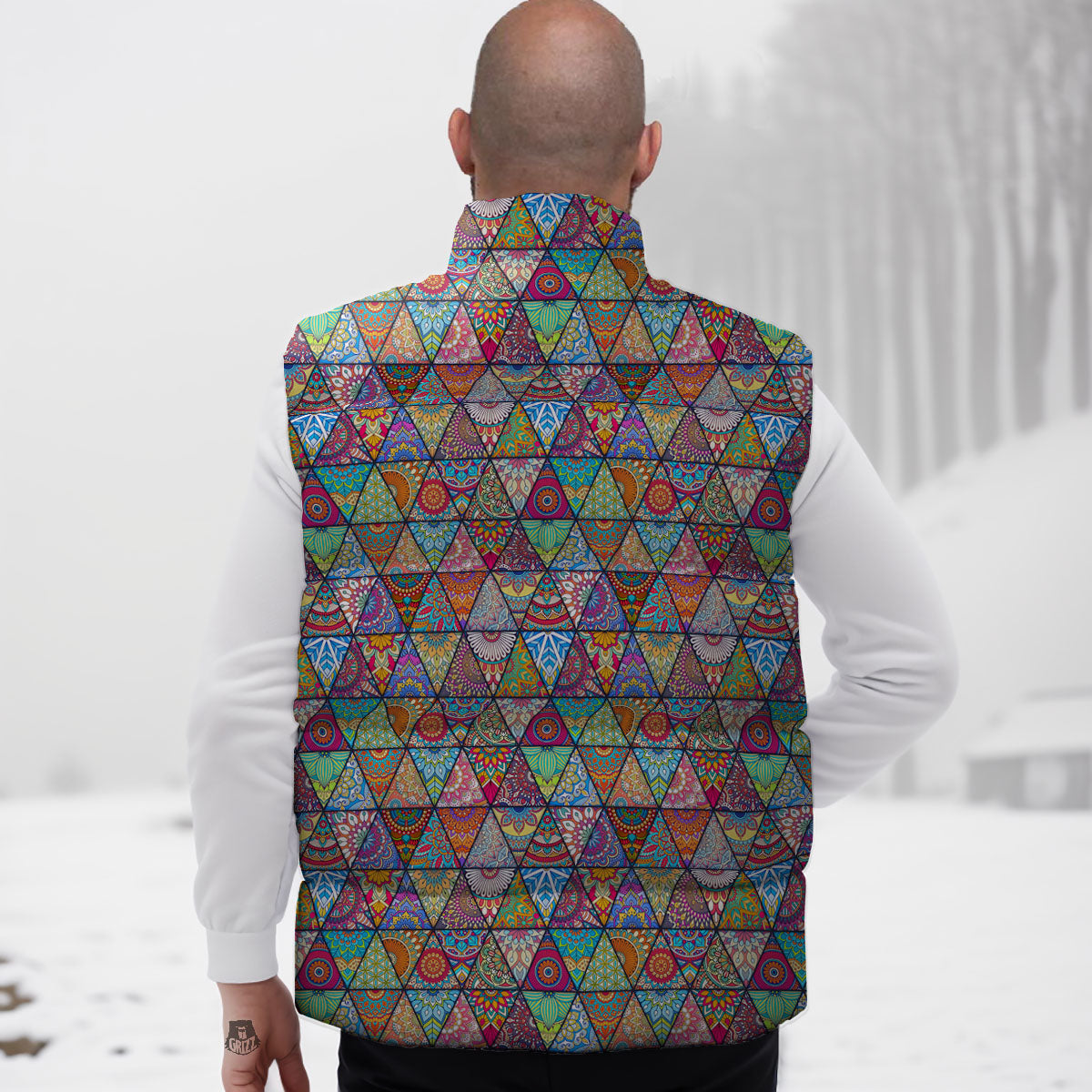 Patchwork Ethnic Mandala Print Pattern Down Vest