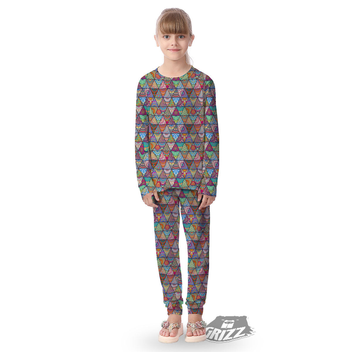 Patchwork Ethnic Mandala Print Pattern Kid's Pajamas-grizzshop