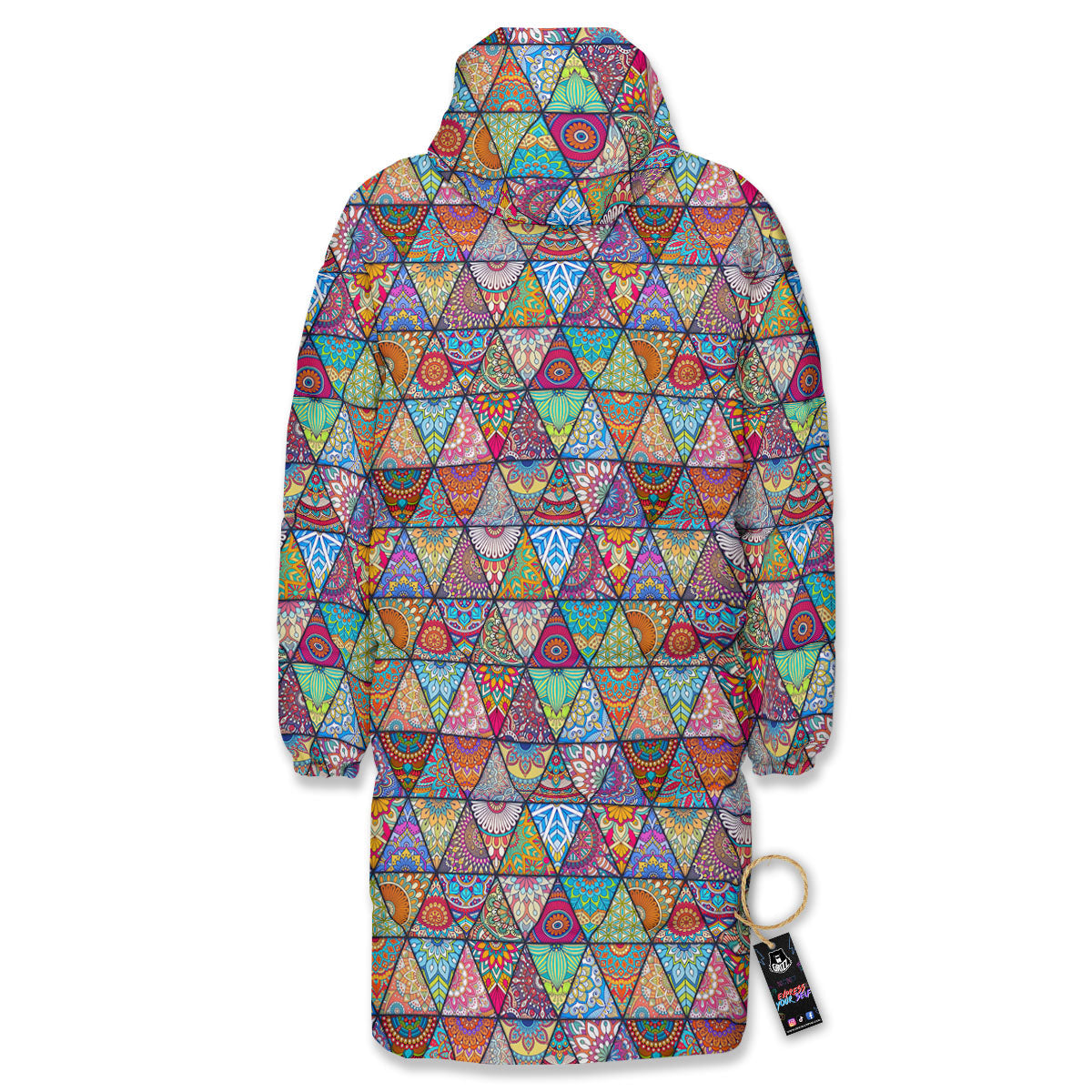 Patchwork Ethnic Mandala Print Pattern Long Down Jacket-grizzshop