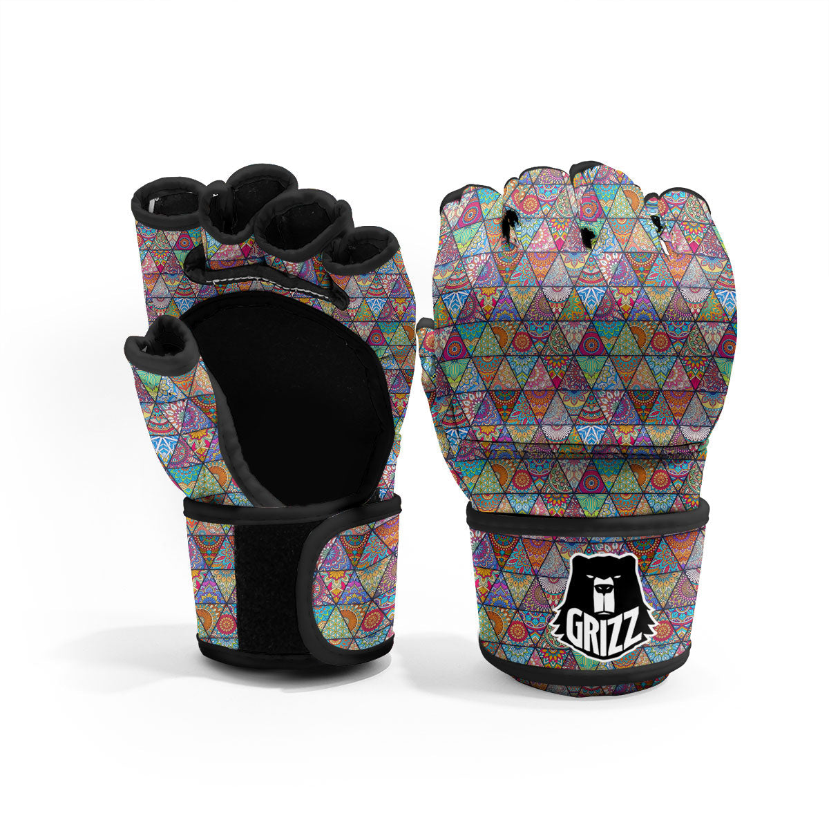 Patchwork Ethnic Mandala Print Pattern MMA Gloves-grizzshop
