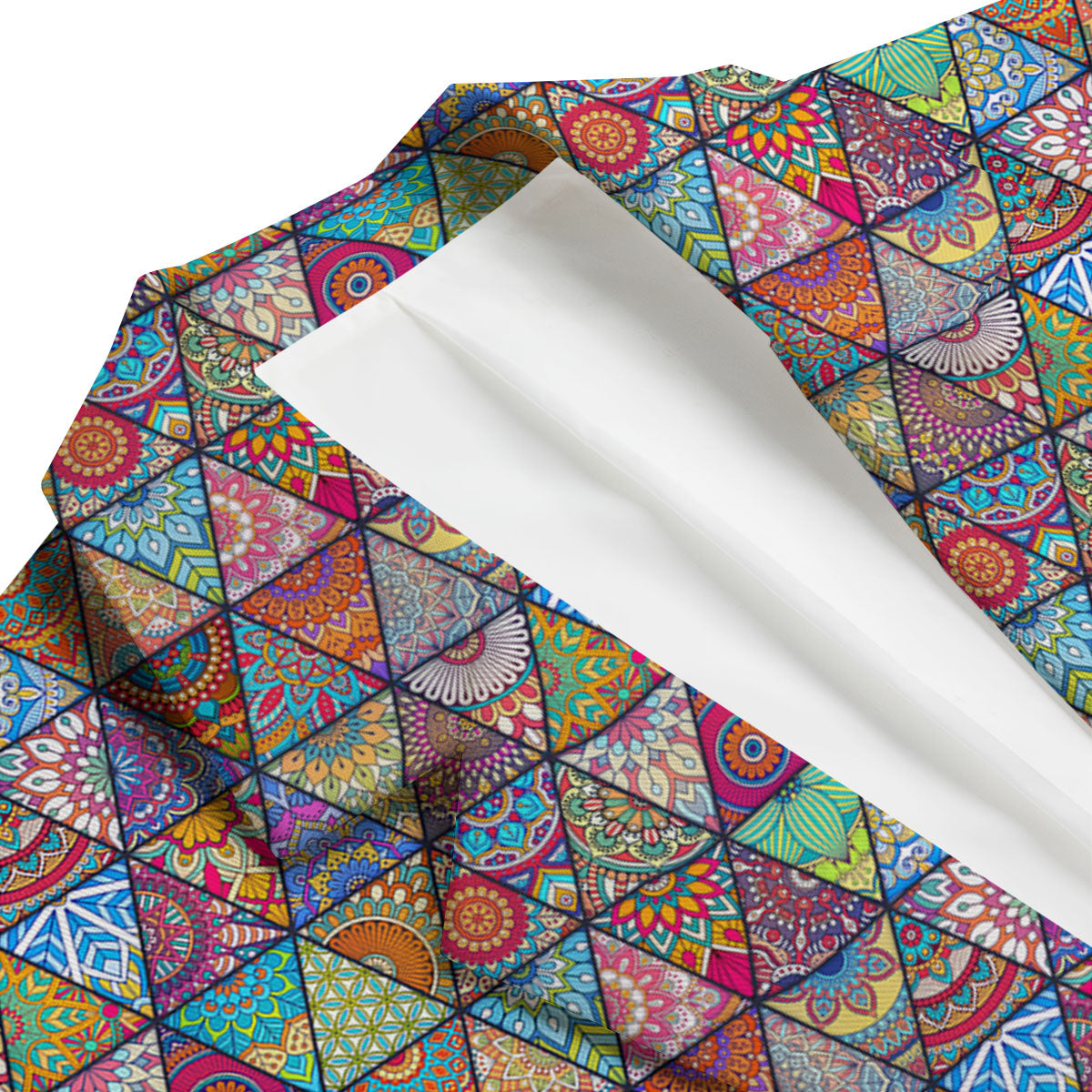 Patchwork Ethnic Mandala Print Pattern Men's Blazer-grizzshop