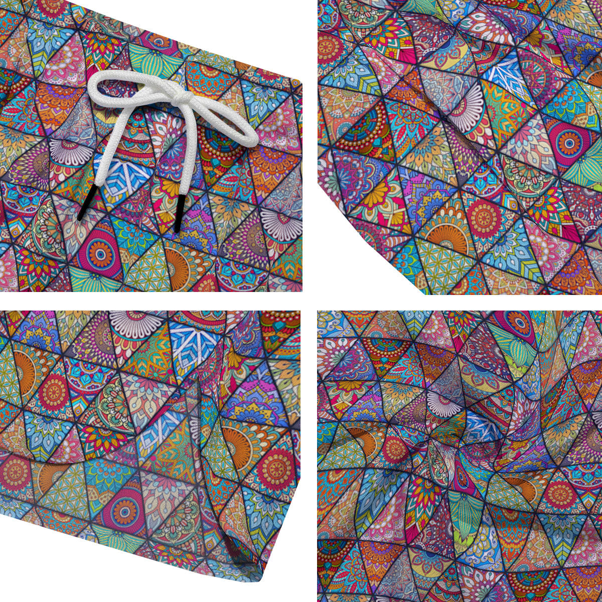 Patchwork Ethnic Mandala Print Pattern Men's Running Shorts-grizzshop