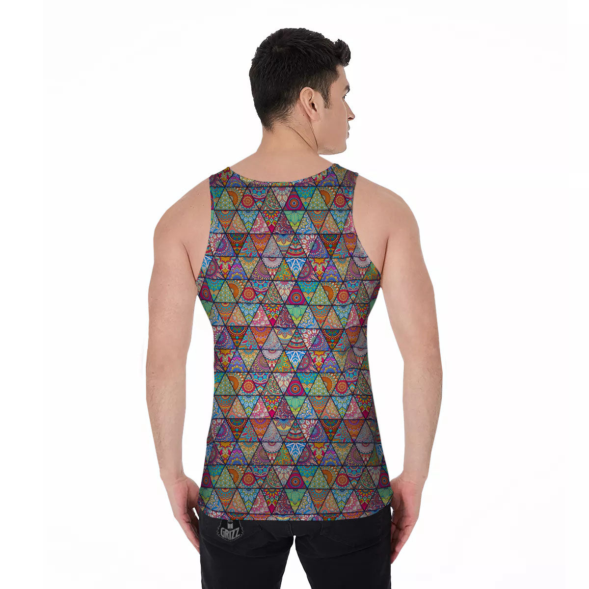 Patchwork Ethnic Mandala Print Pattern Men's Tank Top-grizzshop
