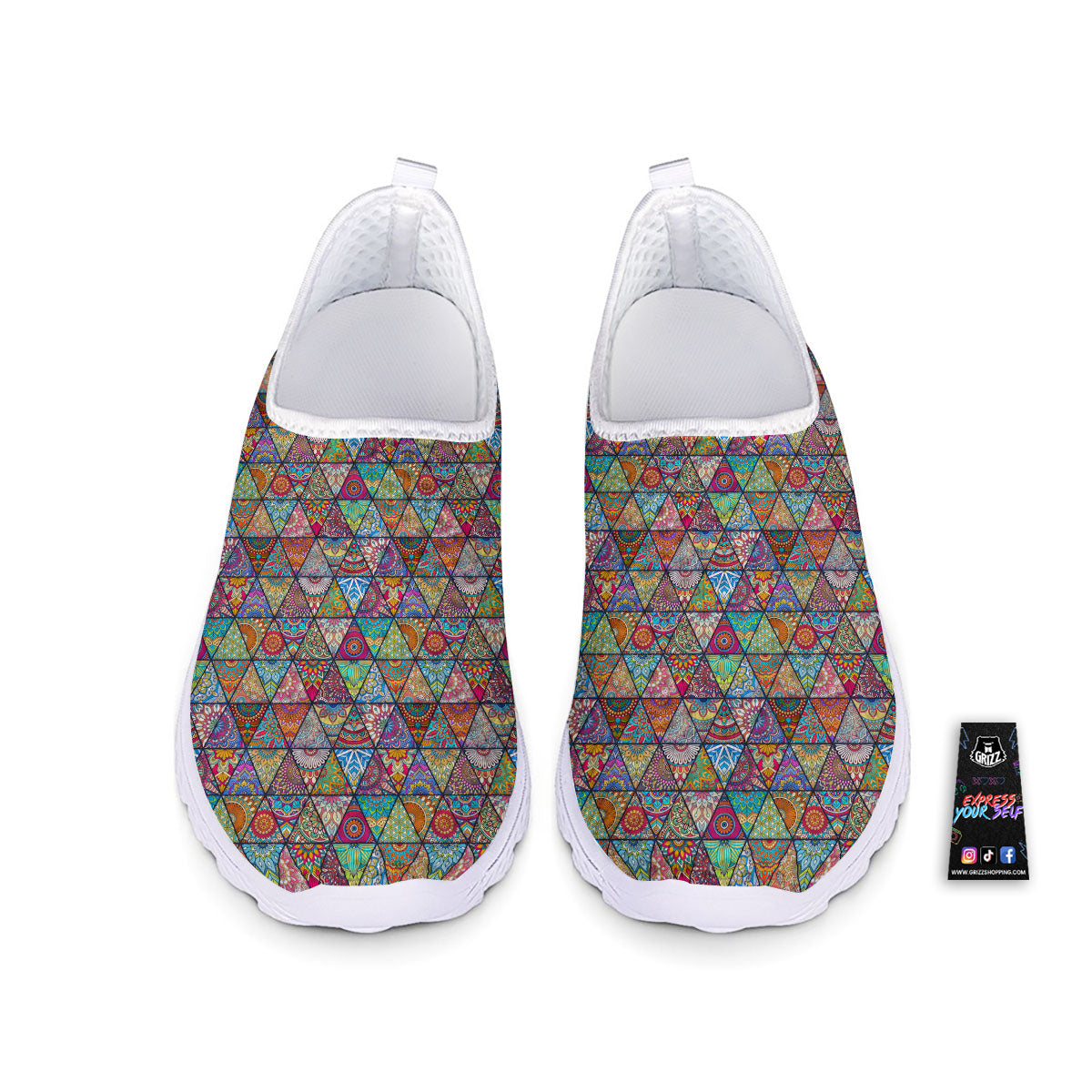 Patchwork Ethnic Mandala Print Pattern Nurse Shoes-grizzshop