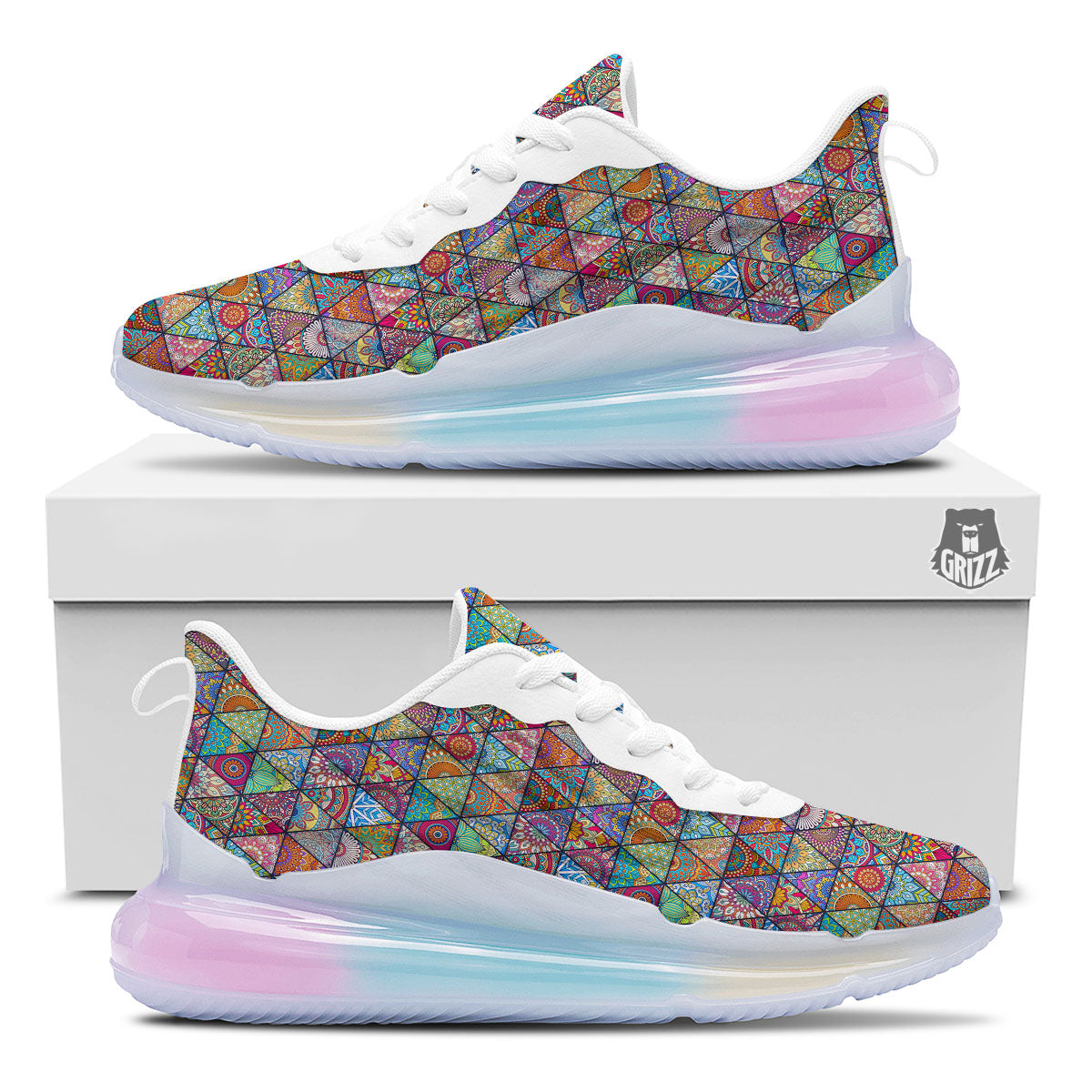 Patchwork Ethnic Mandala Print Pattern Running Sneakers-grizzshop