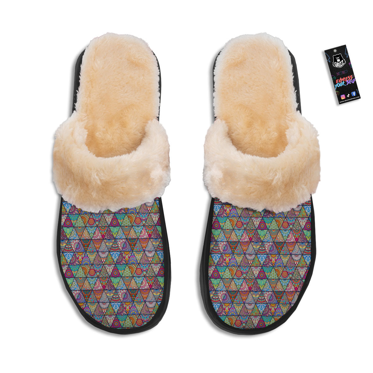 Patchwork Ethnic Mandala Print Pattern Slippers-grizzshop