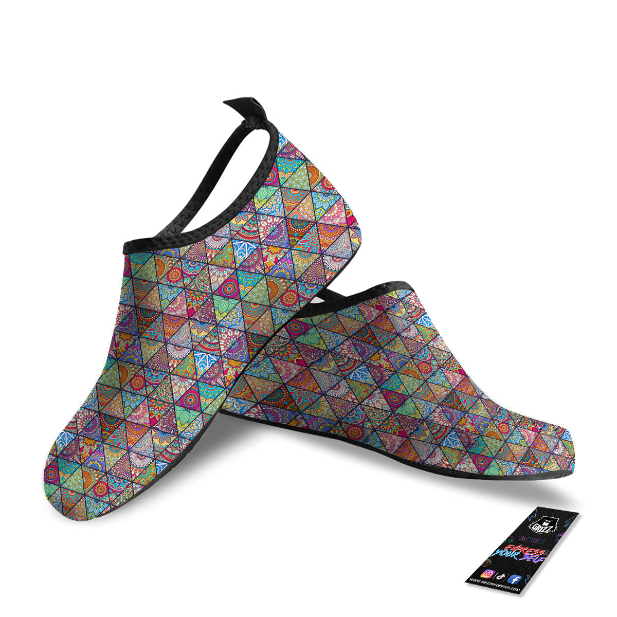 Patchwork Ethnic Mandala Print Pattern Water Shoes-grizzshop