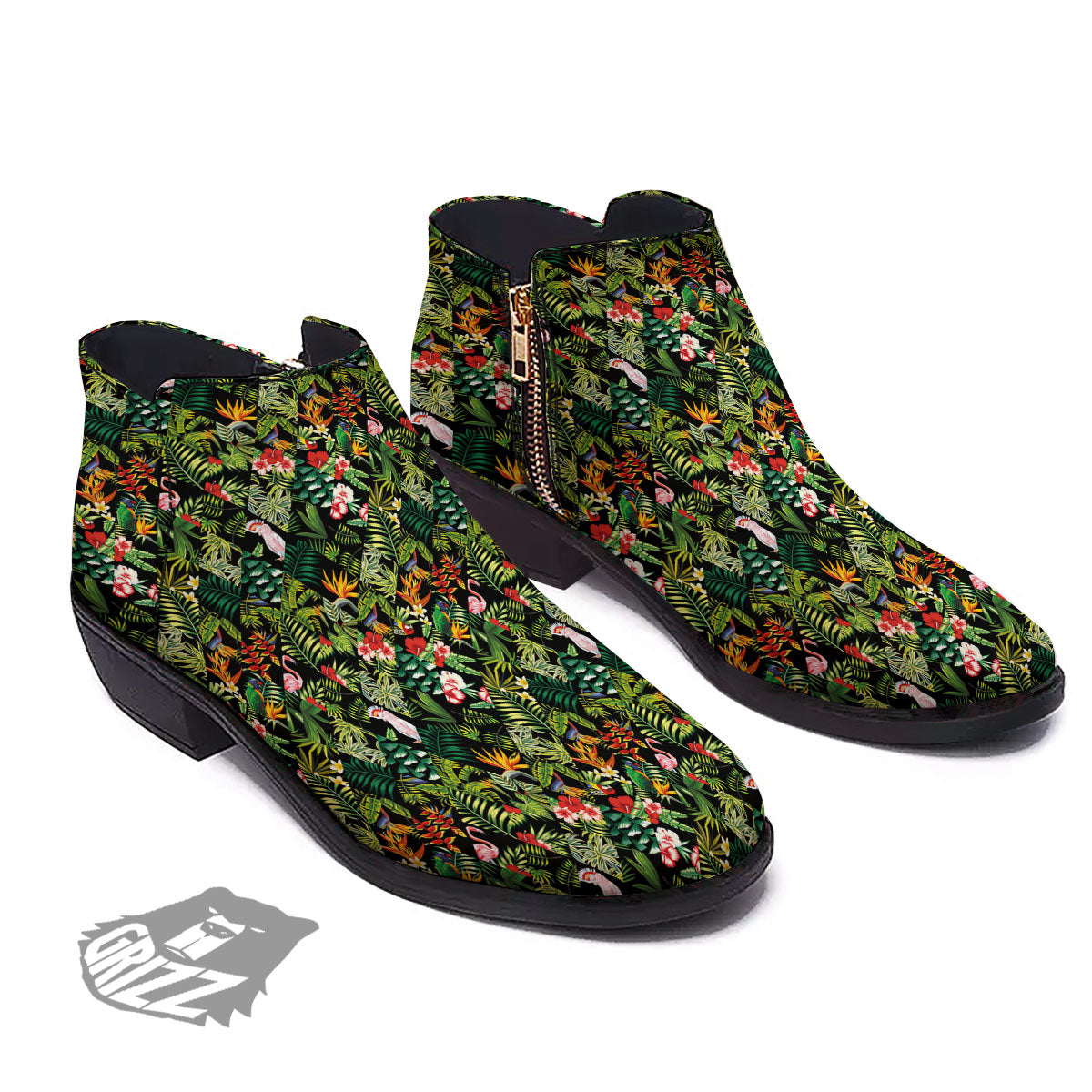 Patchwork Exotic Print Pattern Ankle Boots-grizzshop