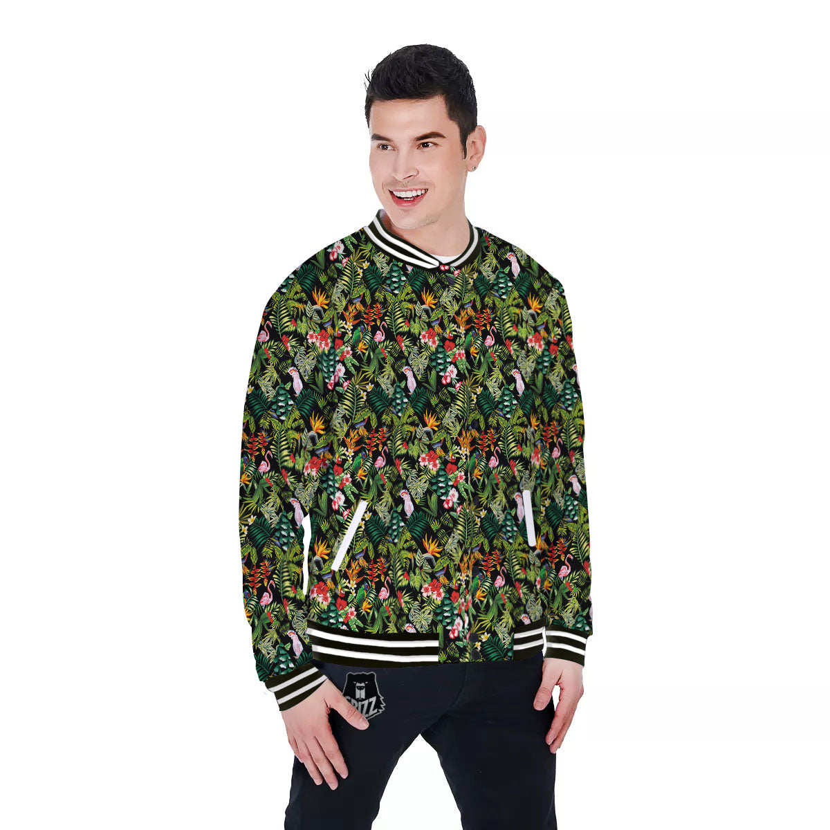 Patchwork Exotic Print Pattern Baseball Jacket-grizzshop