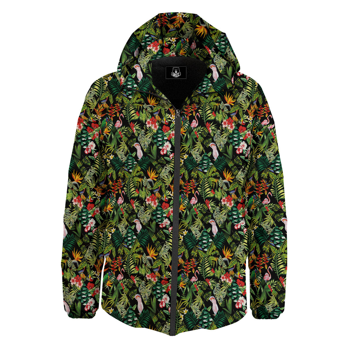 Patchwork Exotic Print Pattern Down Jacket-grizzshop
